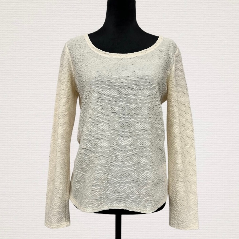Women’s XS J.Jill Cream Textured Stretch LS Top